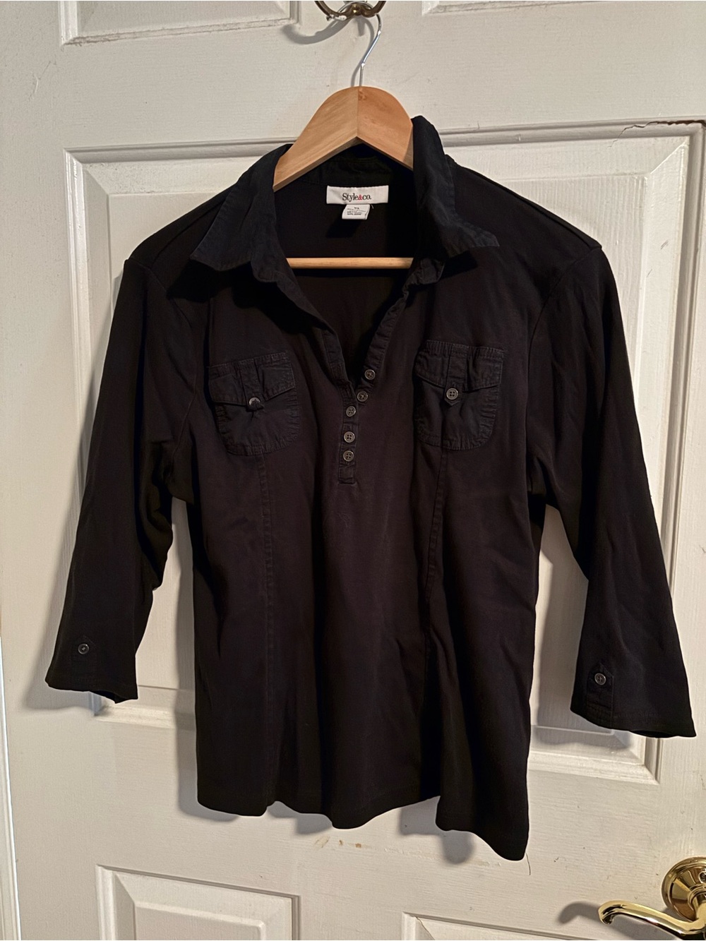 Style & Co. Black Polo Shirt